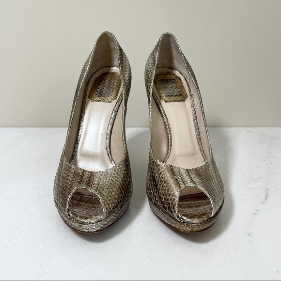 Dior Metallic Peep Toe Snake Skin Heels sz 38.5 - Picture 5 of 9